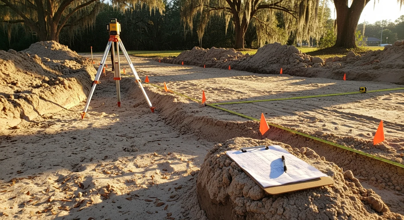 A freshly installed custom paver driveway in front of a single-family home in Deland, Florida, with clean edge lines and a curved layout that follows the natural slope of the lot. The surface shows a uniform pattern with no cracking or pooling, surrounded by green landscaping typical of a Volusia County residential property.